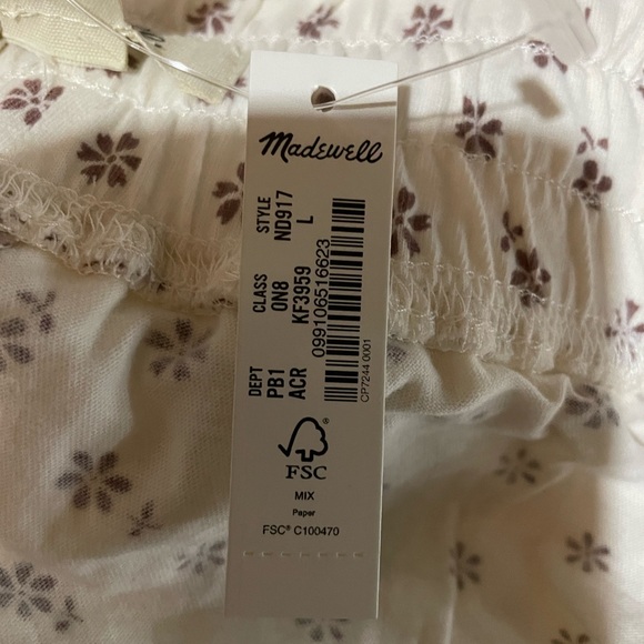 Madewell pajama shorts women bandana flower raw edge drawstring waist size large - Picture 7 of 7